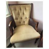 Queen Anne Tufted Camel yellow velvet with cane