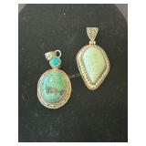 2- Turquoise Pendants set in Sterling