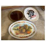 2 Turkey platters, 14.5ï¿½ round stoneware plate. 1