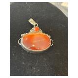 Carnelian Agate Pendant Set in Sterling,