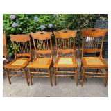 4- antique cane dining room chairs, Measures: