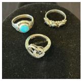 3- Sterling Rings, Stones