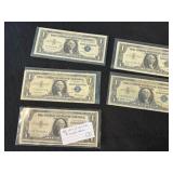 4- 1957 and 2- 1935 $1 Silver Certificates