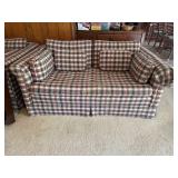 Mid-century plaid loveseat, colors;