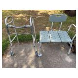 Foldable aluminum walker, stationary handicap