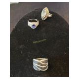 3- Vintage Sterling Rings with stones