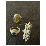 3- Vintage Sterling rings, some with stones