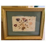 2- Floral framed art, 1 Large 3-D matted floral