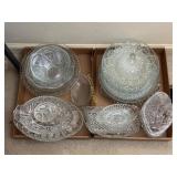Crystal candy dishes, salad bowl, plate, deviled