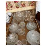 3 crystal serving set, clear glass chip and dip