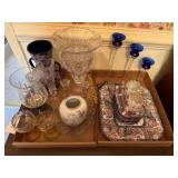 Asian platter with 5 matching small plates, 3pc