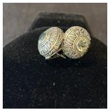 .925, 18K Faceted Stone Silver and Gold Earrings