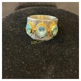 Konstantino .925, 18K Topaz 3 Stone Cocktail