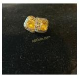 .925, 14K, Citrine Faceted Silver and Gold
