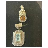 2- Sterling Pendants- Aquamarine and Citrine