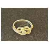 .925 Sterling Bypass Ring with Clear Stones, Size