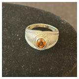 Unisex Solid .925 Sterling Silver Citrine Oval
