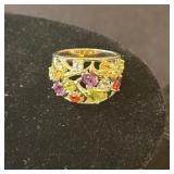 .925 Sterling Multi Stone Ring, Size 7