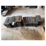 5 Empty Steel Ammo Boxes, 2 Ammo boxes filled