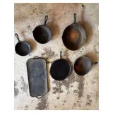 Cast iron frying pans and griddle 6 pcs