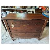 Oak serpentine dresser (solid) on casters,