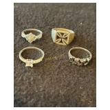 4- Vintage Sterling Rings with Stones