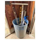 Buck saw, limb saw, T-square, carpenter and mason