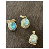 3- Sterling Pendants, Opalbits, Topaz, Moonstone