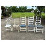 3- white ladder back dining chairs, Measures: