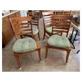 4 piece ladder back dining chair with green and