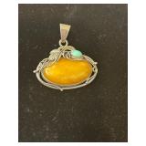 Butterscotch Amber Pendant Set in Sterling,