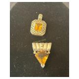 2- Citrine Pendants Set in Sterling