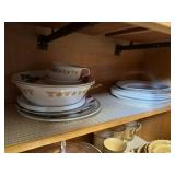 Corelle bowls and misc. plates, console serving