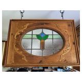 Stainless glass in double-sided ornate frame,