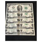 5- Sequential $2 FR Notes (2017)