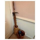 Wicker umbrella stand with 3 unique walking