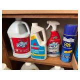 4 bottles of carpet cleaner, Swiffer mop,