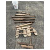 Several single trees, 2- pack horse saddles,