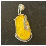 Butterscotch Amber Pendant Set in Sterling,