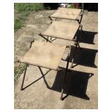 3- folding camp stools 2 folding padded chairs