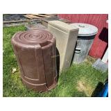 1- heavy duty galvanized trash can and 2- rubber