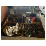 Assorted nails, plumbing and electrical supplies,