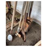 3- shovels, sling blade, splitting maul, mirror