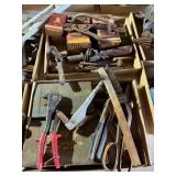 Assorted nails, soldering iron, small tap and die