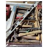 4' carpenters level, 6- hammers, coping saw, vice