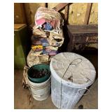 14- bags, 1- garbage can, 1- 5 gallon bucket of