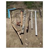 Mowing scythe, meat saw, axe, single tree, 4'