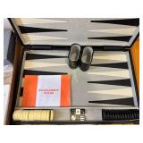 Backgammon Set in Black Briefcase, Domino Set,