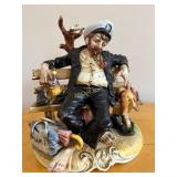 Sailor on Bench, Naples, Italy, Ceramic Figurine