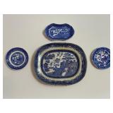 4pc Willow Ware Serving Set (On Wall Hangers)